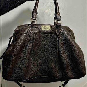 LL Bean Signature Leather Weekender Satchel Blackish-Brown Bag EUC